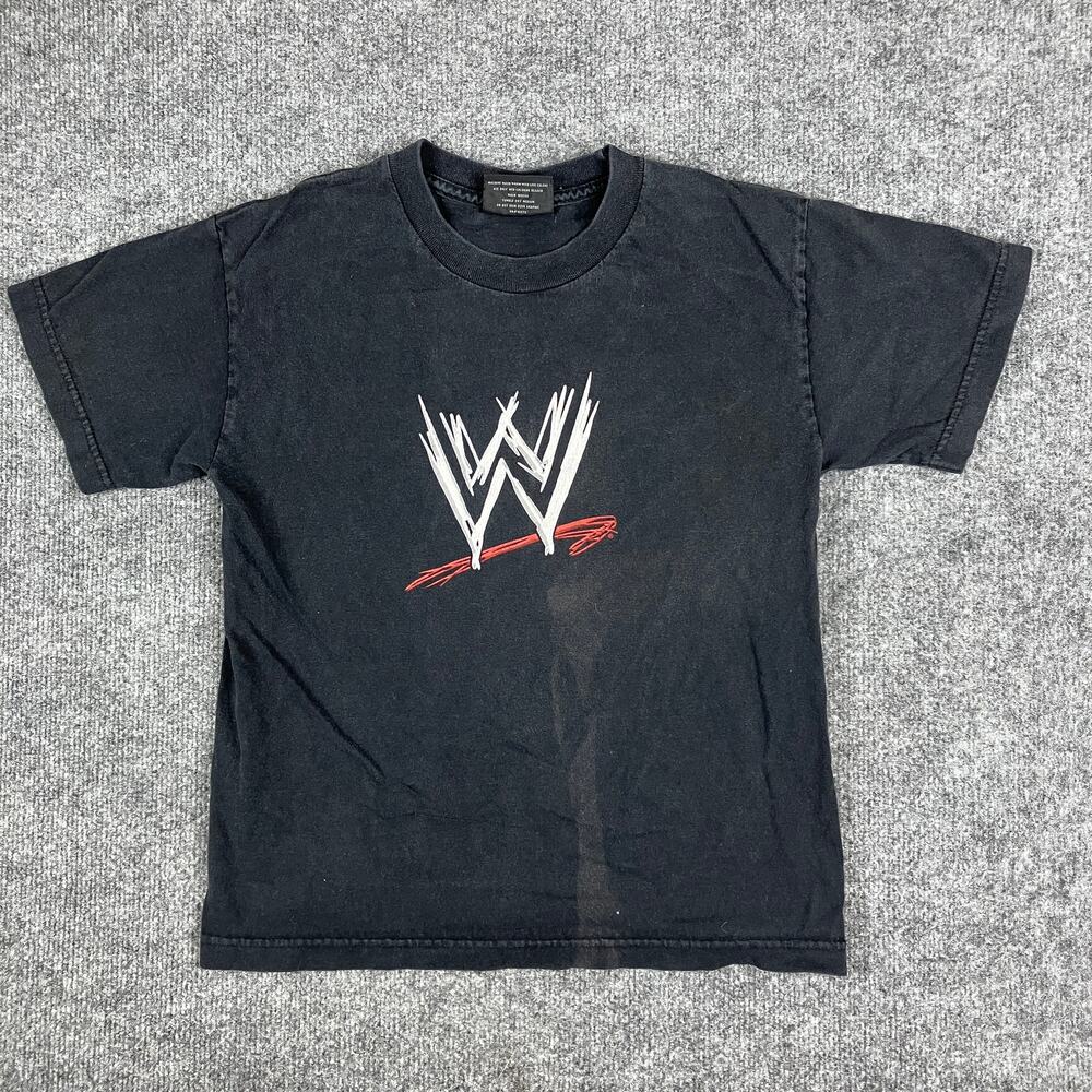 WWE T-Shirt Boys Size M Black‎ Logo Graphic Wrestling Tee Steve & Barry’s Youth